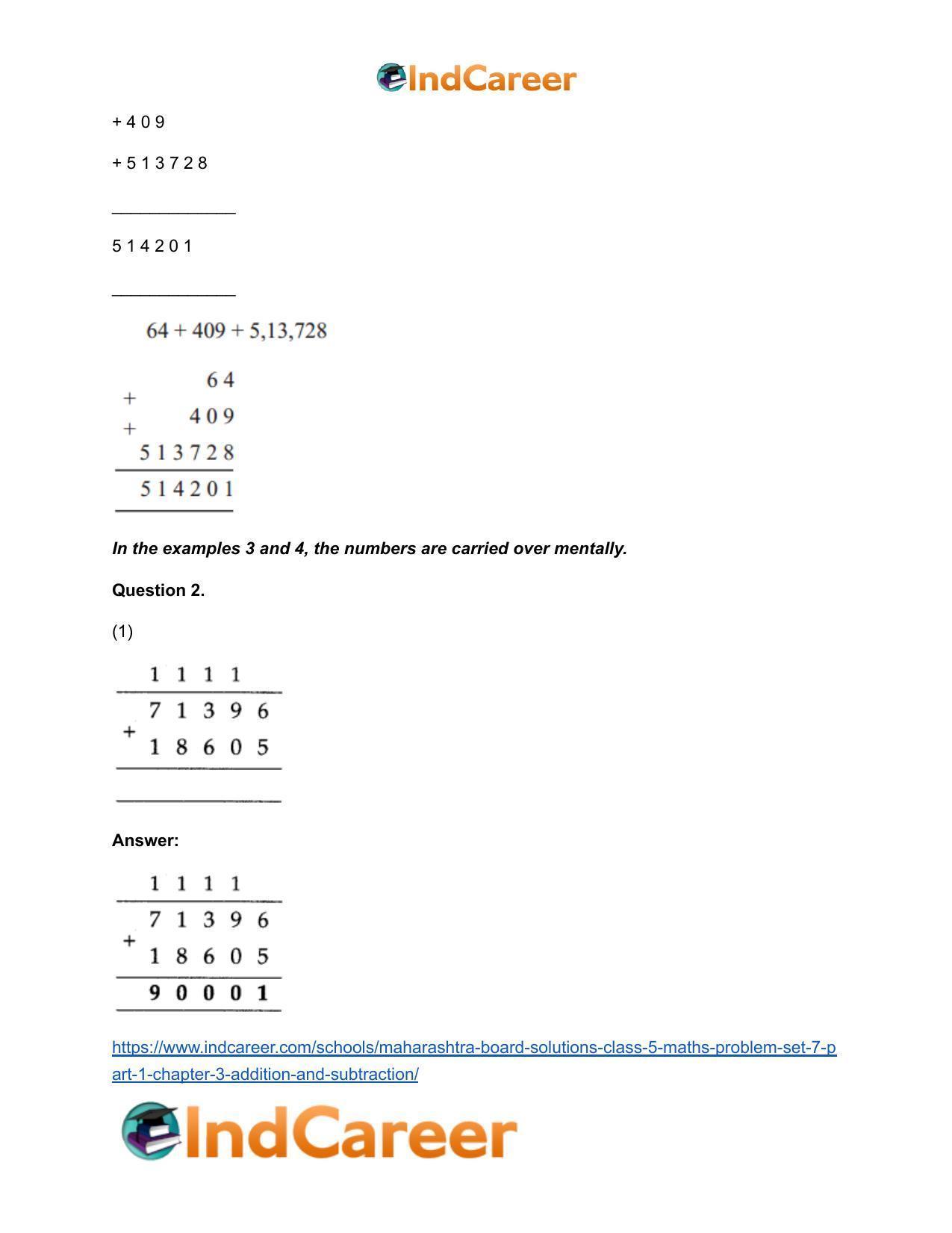 Maharashtra Board Solutions Class 5-Maths (Problem Set 7) - Part 1: Chapter 3- Addition and Subtraction - Page 6