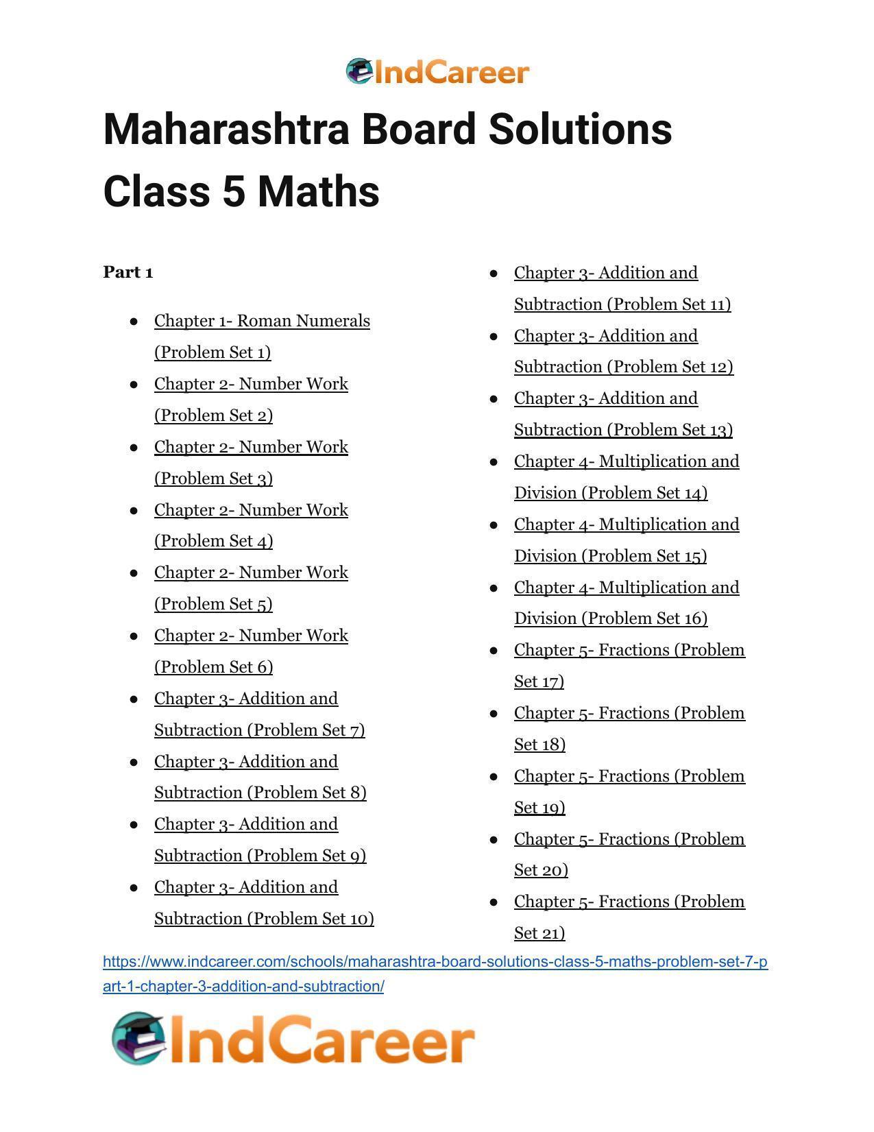Maharashtra Board Solutions Class 5-Maths (Problem Set 7) - Part 1: Chapter 3- Addition and Subtraction - Page 8