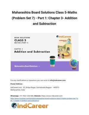 Maharashtra Board Solutions Class 5-Maths (Problem Set 7) - Part 1: Chapter 3- Addition and Subtraction