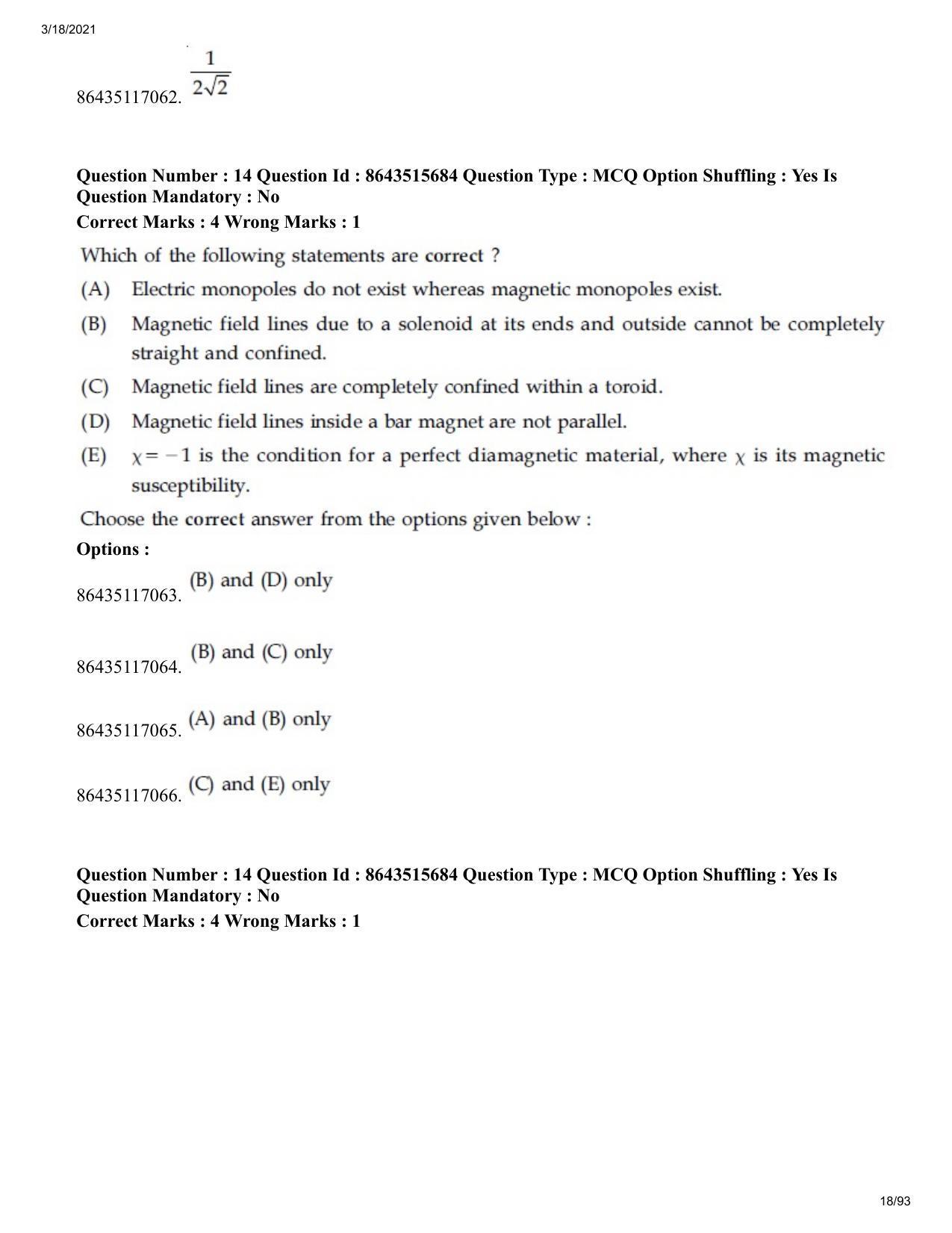JEE Mains 2021: BTech H (Shift 2) 18-03-2021 Question Paper - Page 18