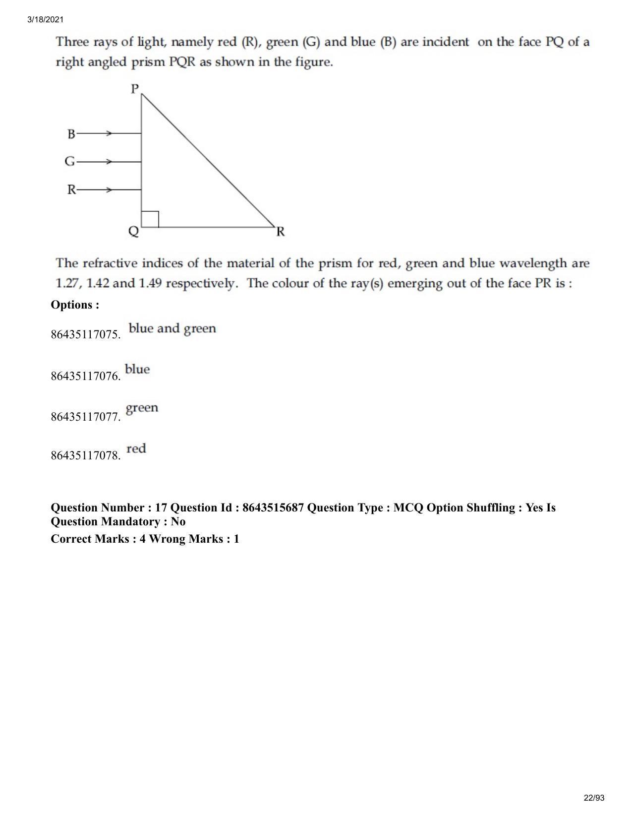 JEE Mains 2021: BTech H (Shift 2) 18-03-2021 Question Paper - Page 22