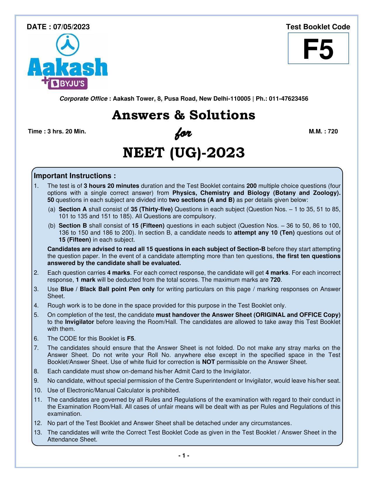 NEET 2023 Question Paper F5 - Page 1