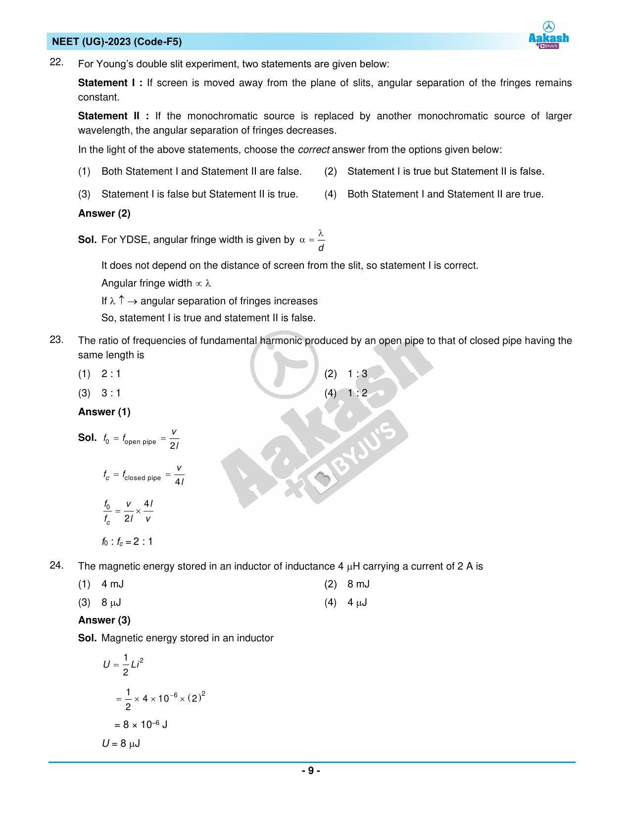 NEET 2023 Question Paper F5 - Page 9