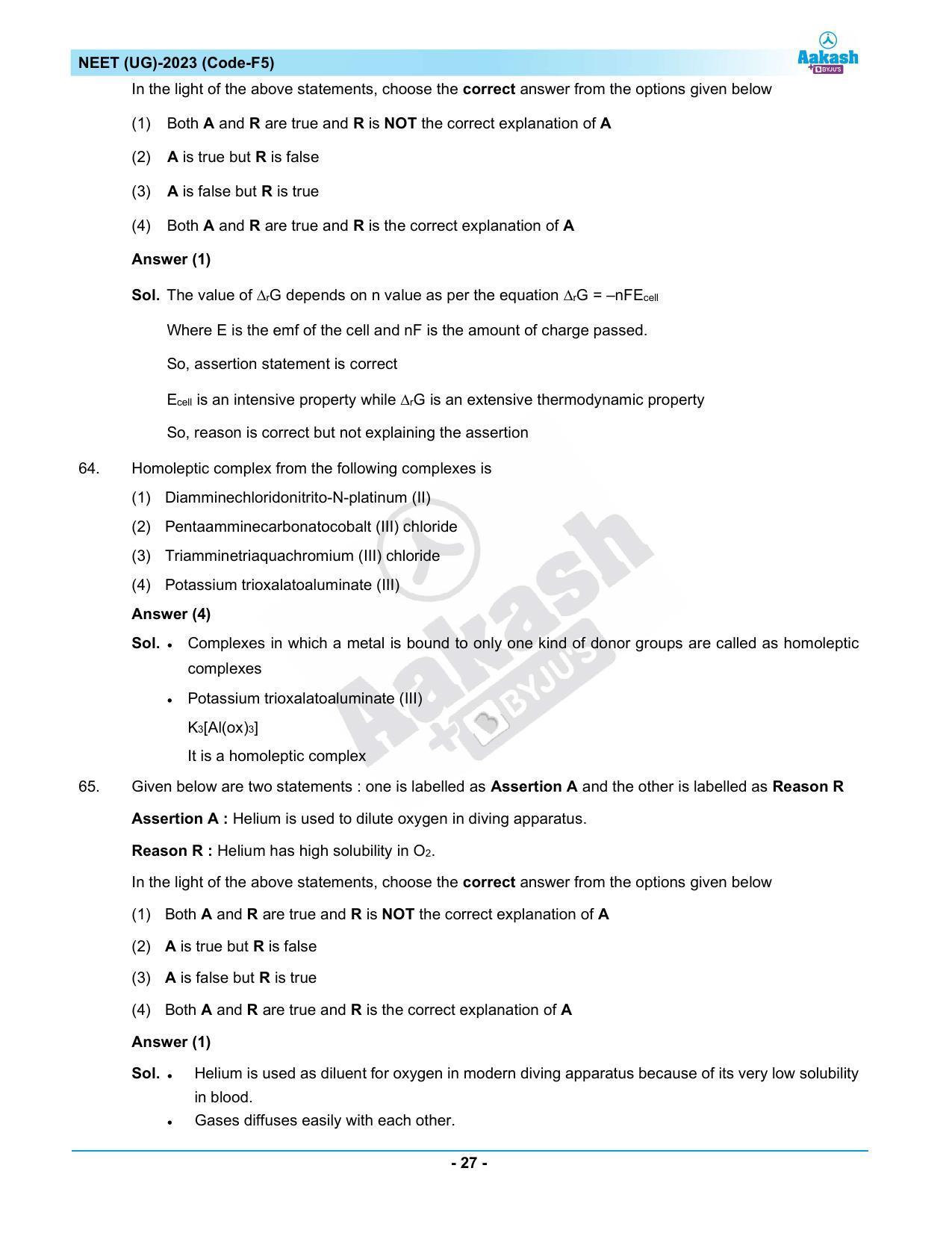 NEET 2023 Question Paper F5 - Page 27