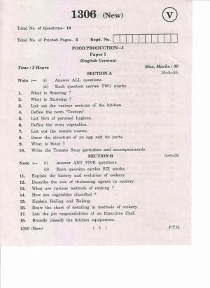 AP Inter 1st Year Food Production-I (New) May-2019-Vocational Question Paper
