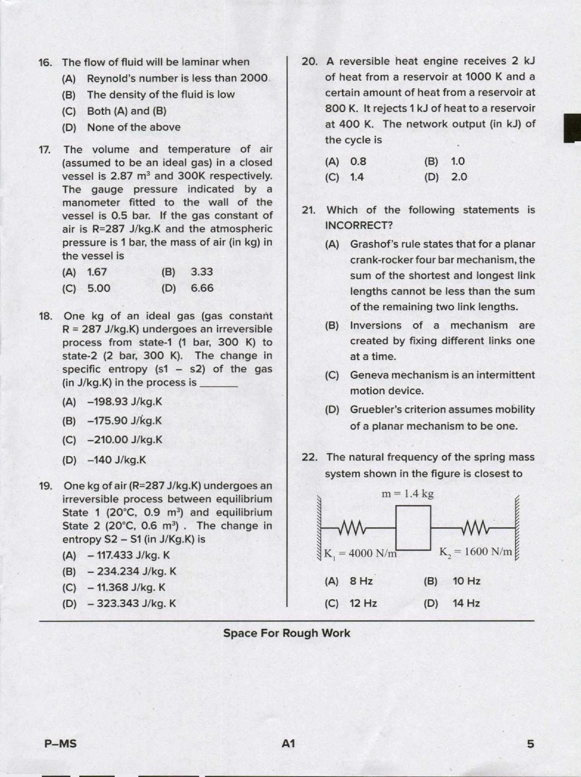 Karnataka PGCET 2020 Mechanical Engineering Question Paper - Page 5