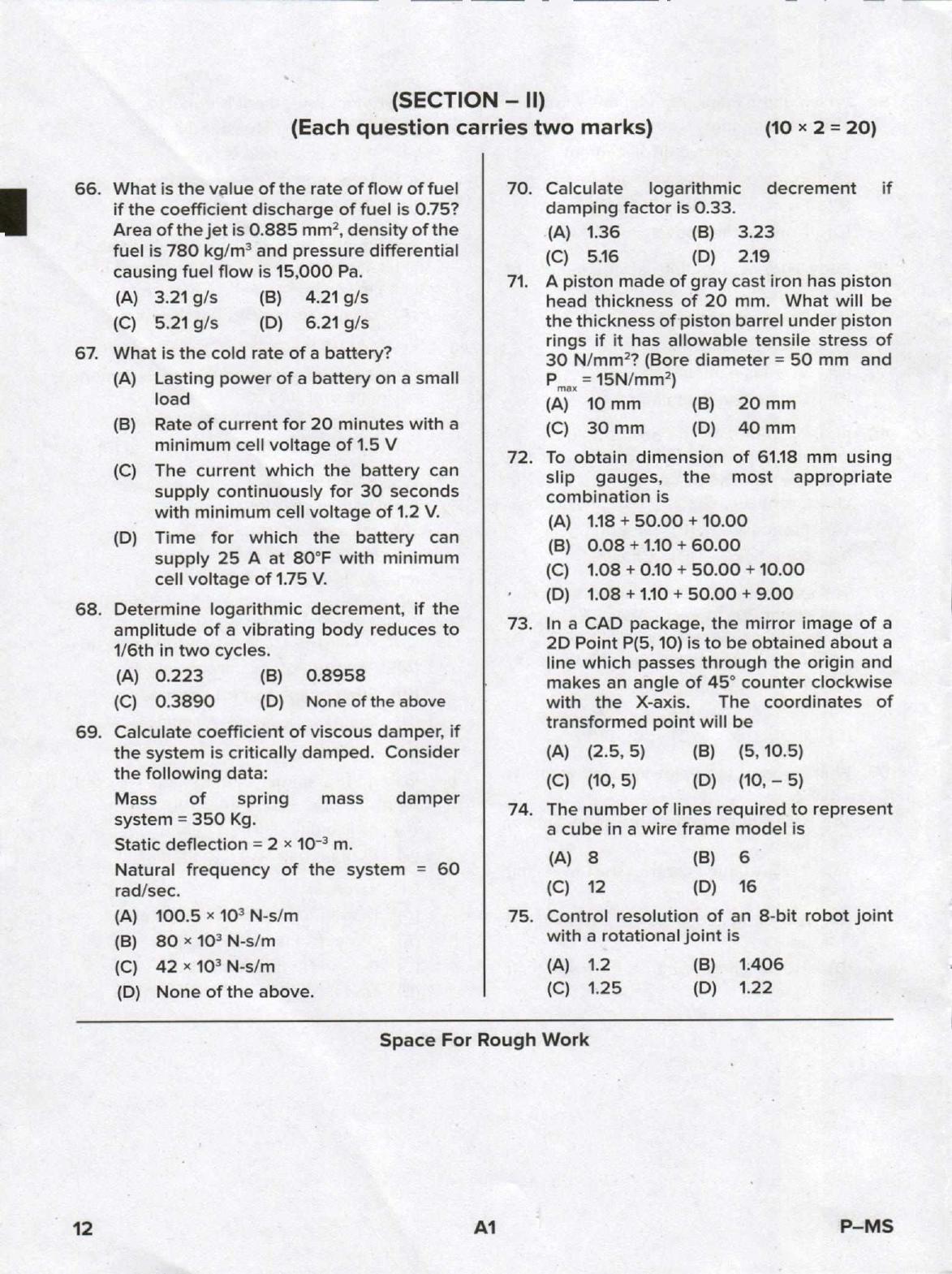 Karnataka PGCET 2020 Mechanical Engineering Question Paper - Page 12
