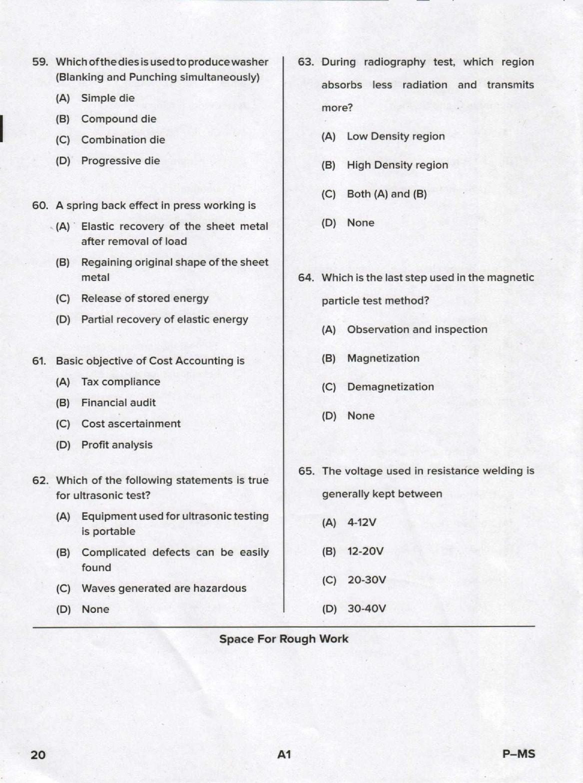 Karnataka PGCET 2020 Mechanical Engineering Question Paper - Page 20