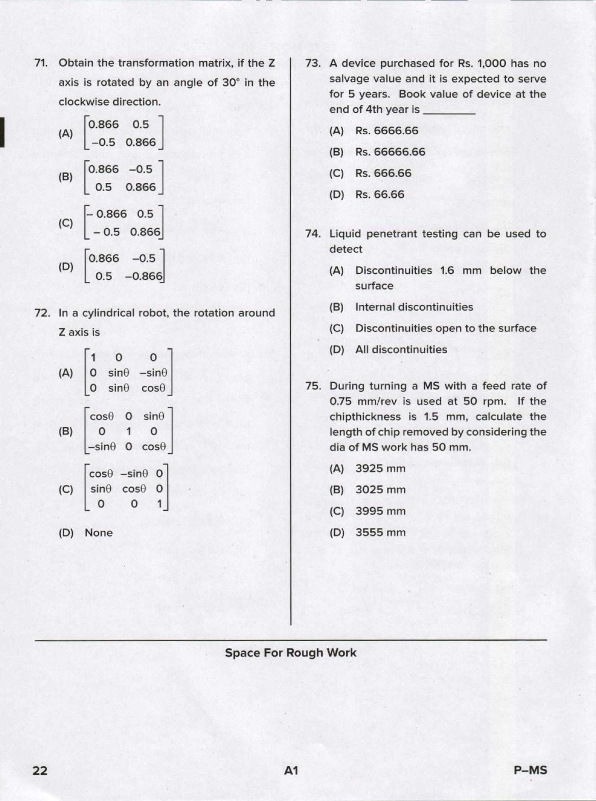 Karnataka PGCET 2020 Mechanical Engineering Question Paper - Page 22
