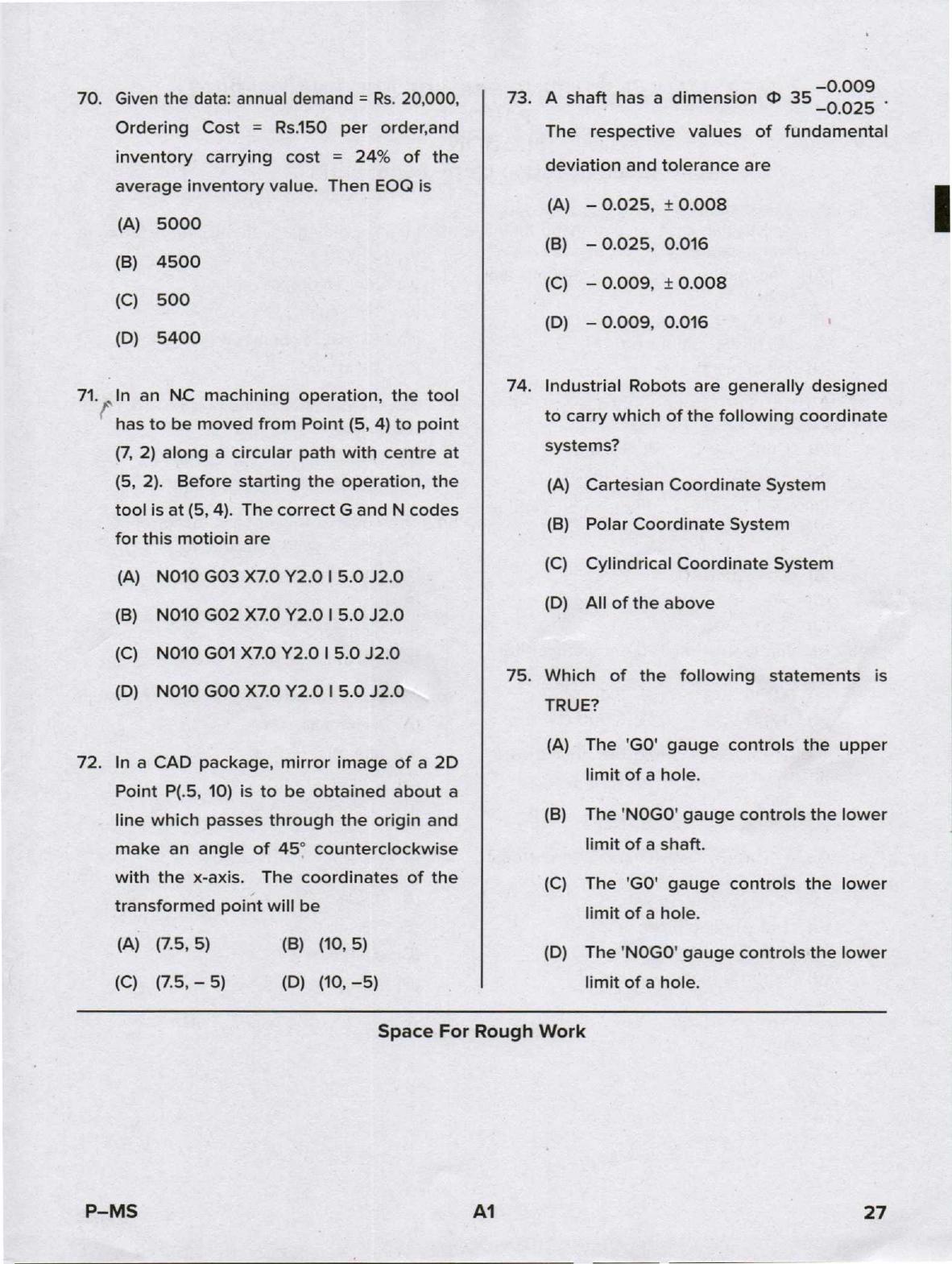 Karnataka PGCET 2020 Mechanical Engineering Question Paper - Page 27