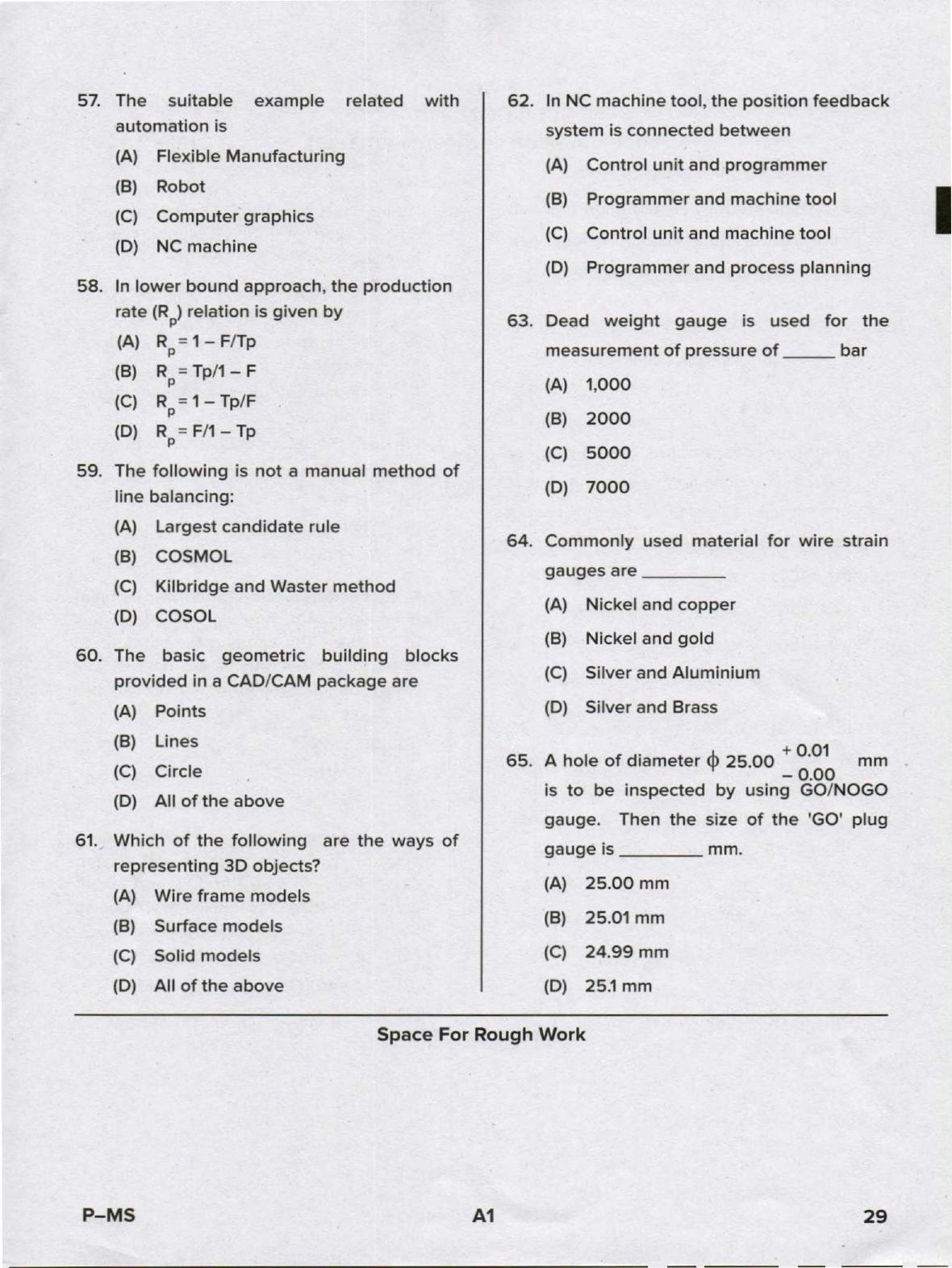 Karnataka PGCET 2020 Mechanical Engineering Question Paper - Page 29
