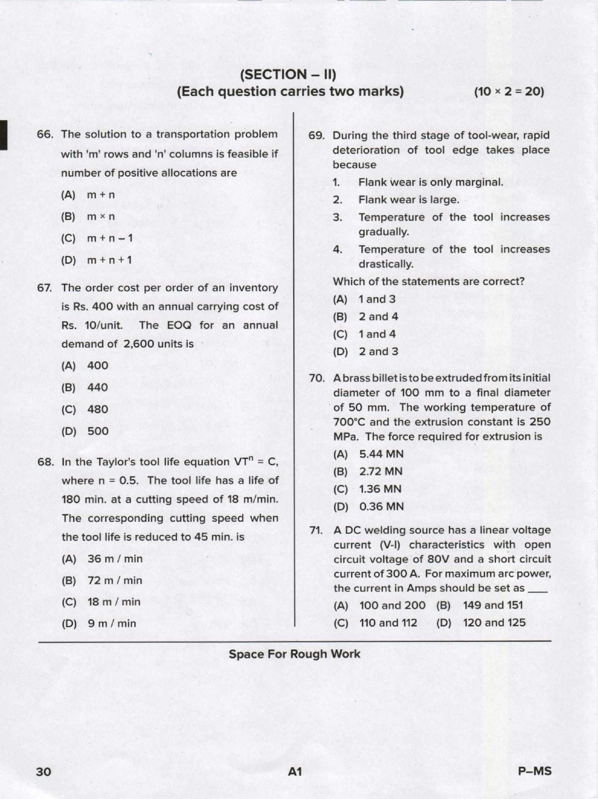 Karnataka PGCET 2020 Mechanical Engineering Question Paper - Page 30