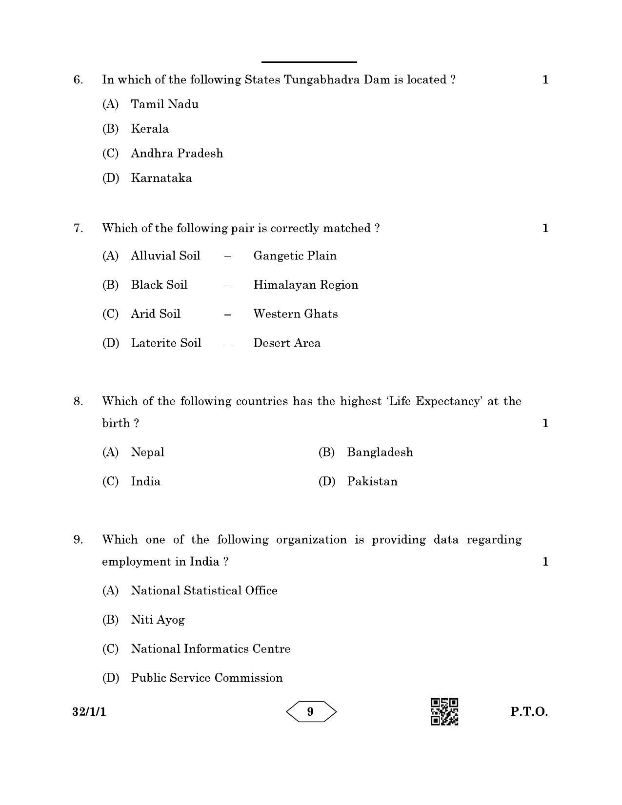 CBSE Class 10 32-1-1 Social Science 2023 Question Paper - Page 9