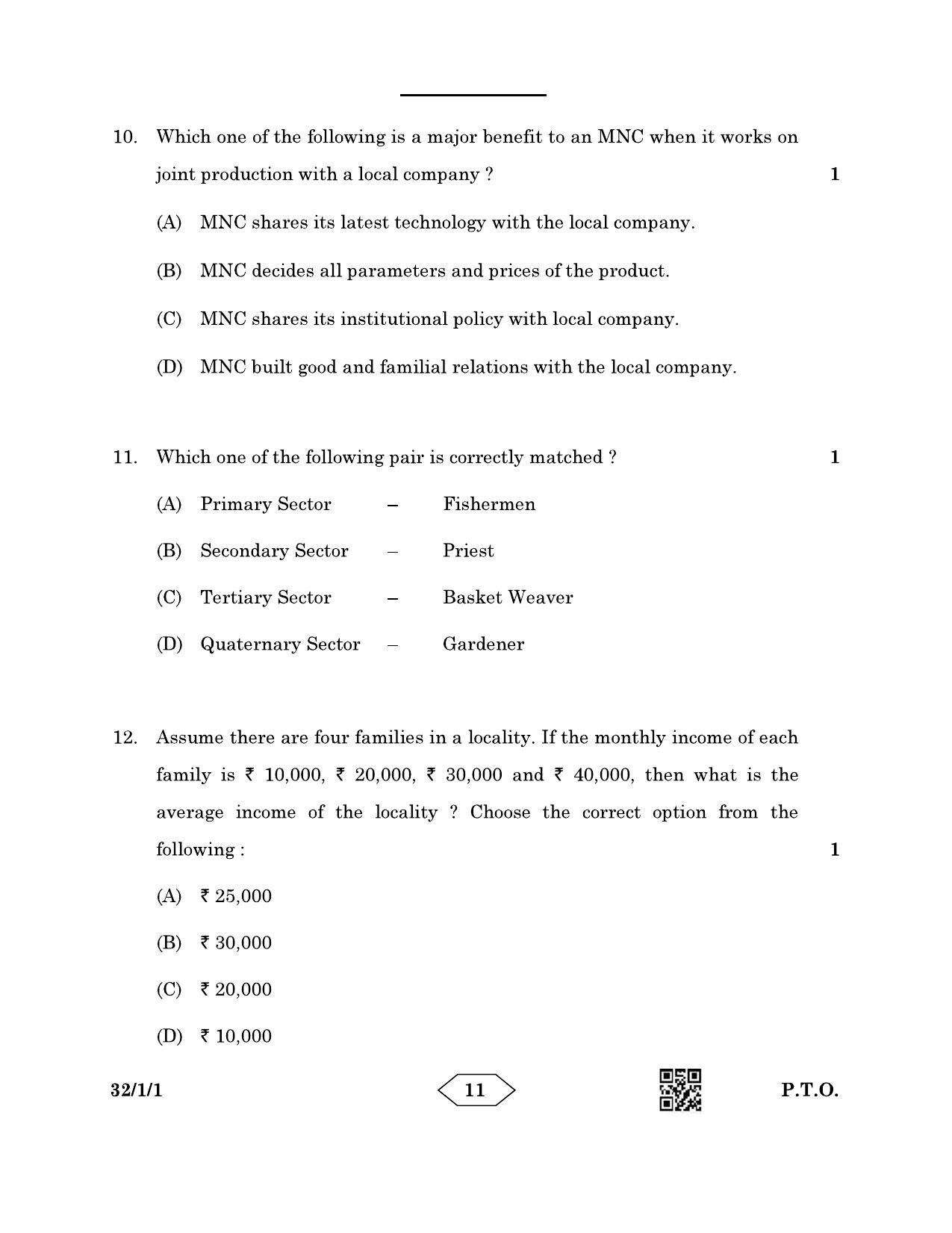CBSE Class 10 32-1-1 Social Science 2023 Question Paper - Page 11