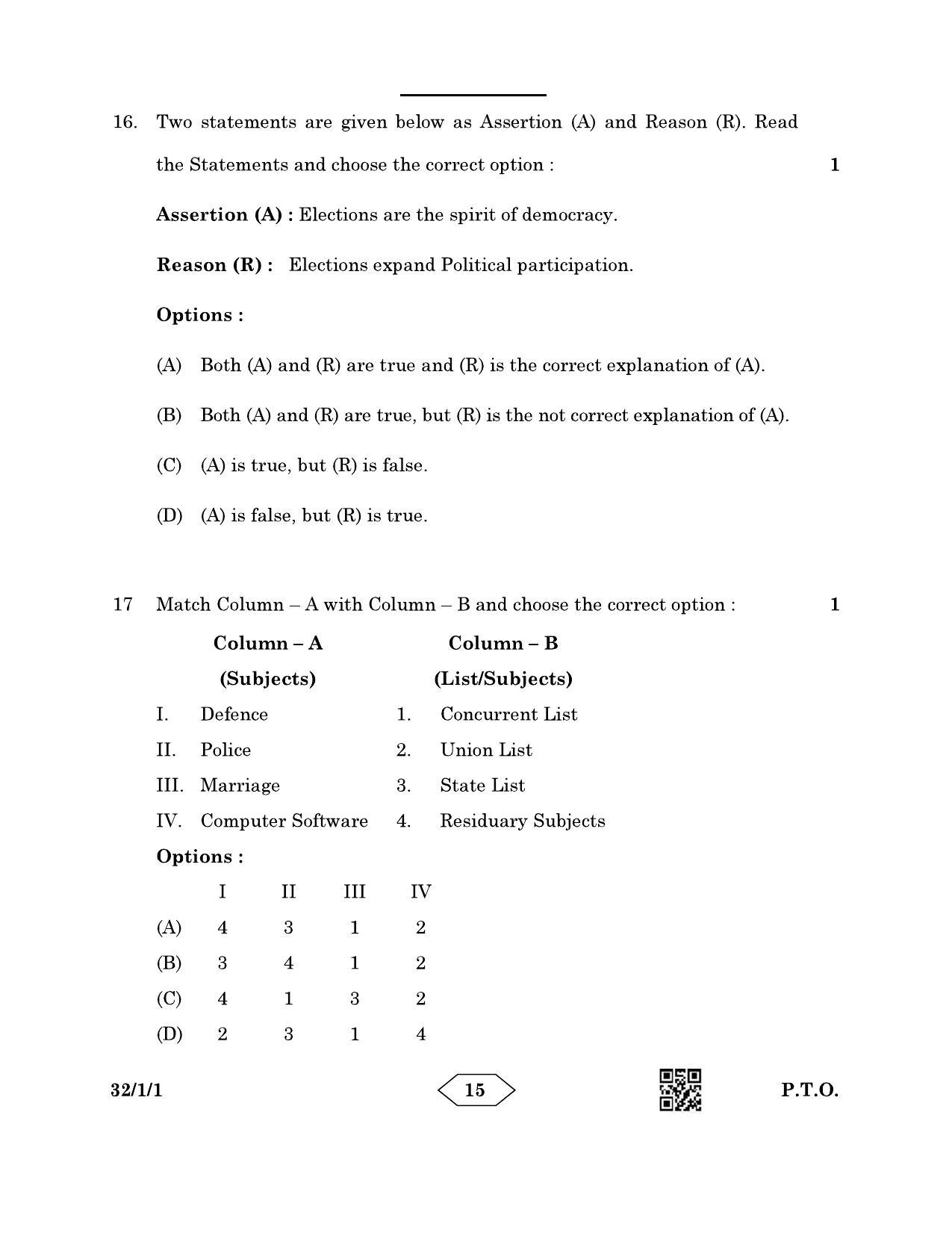 CBSE Class 10 32-1-1 Social Science 2023 Question Paper - Page 15