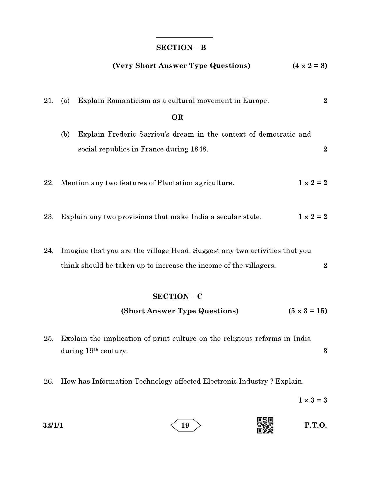 CBSE Class 10 32-1-1 Social Science 2023 Question Paper - Page 19