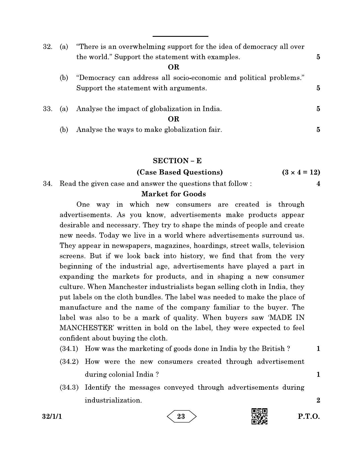 CBSE Class 10 32-1-1 Social Science 2023 Question Paper - Page 23