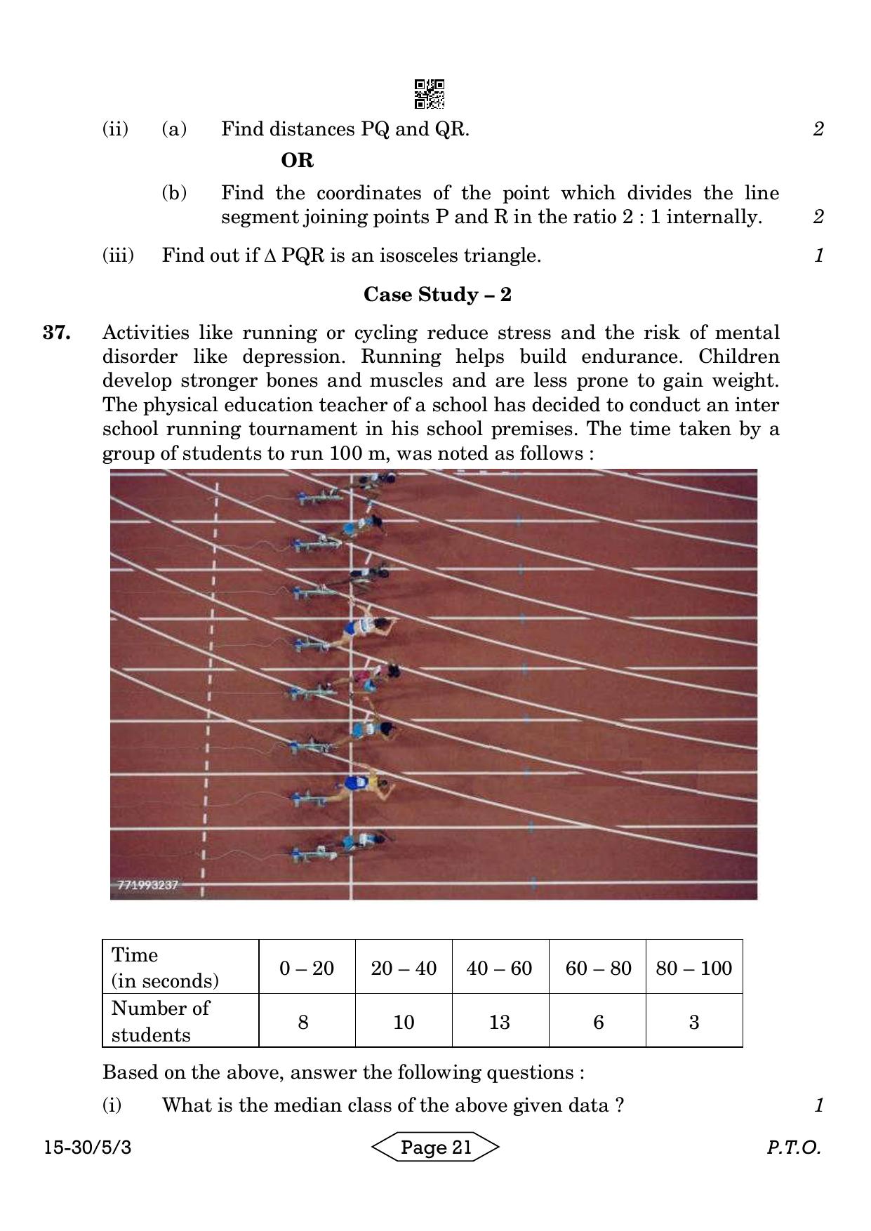 CBSE Class 10 30-5-3 Mathematics Standard 2024 Question Paper - Page 21