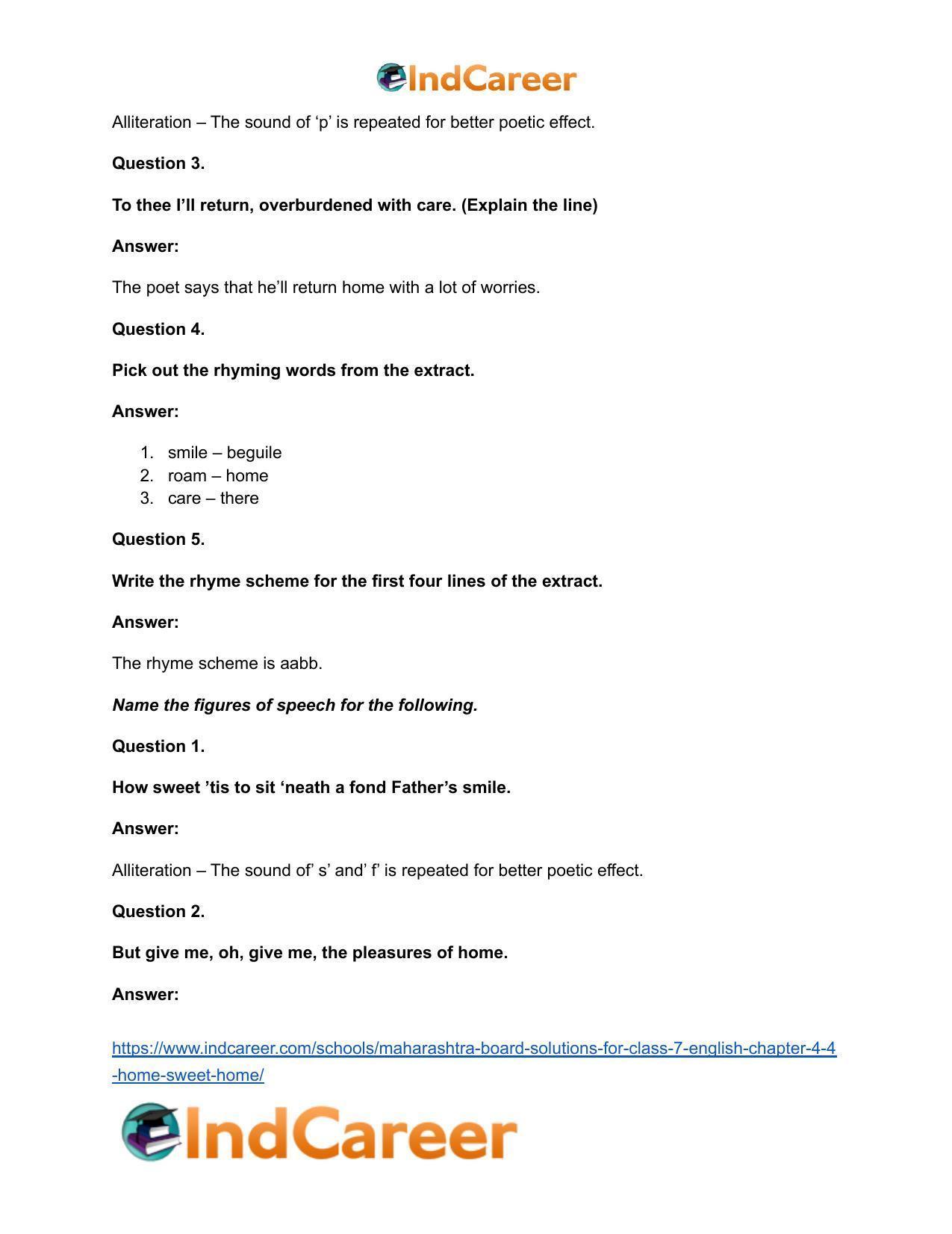 Maharashtra Board Solutions for Class 7- English: Chapter 4.4- Home Sweet Home - Page 5