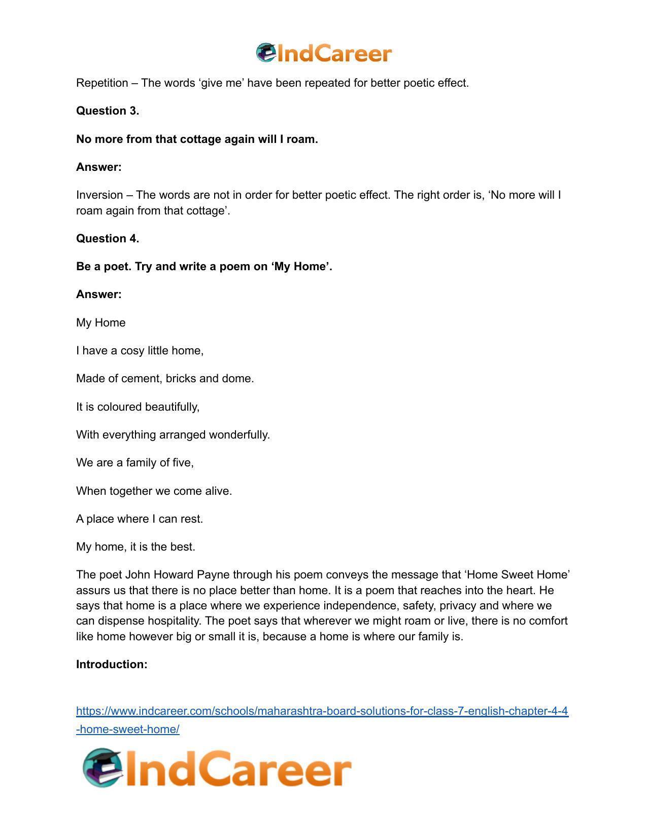 Maharashtra Board Solutions for Class 7- English: Chapter 4.4- Home Sweet Home - Page 6