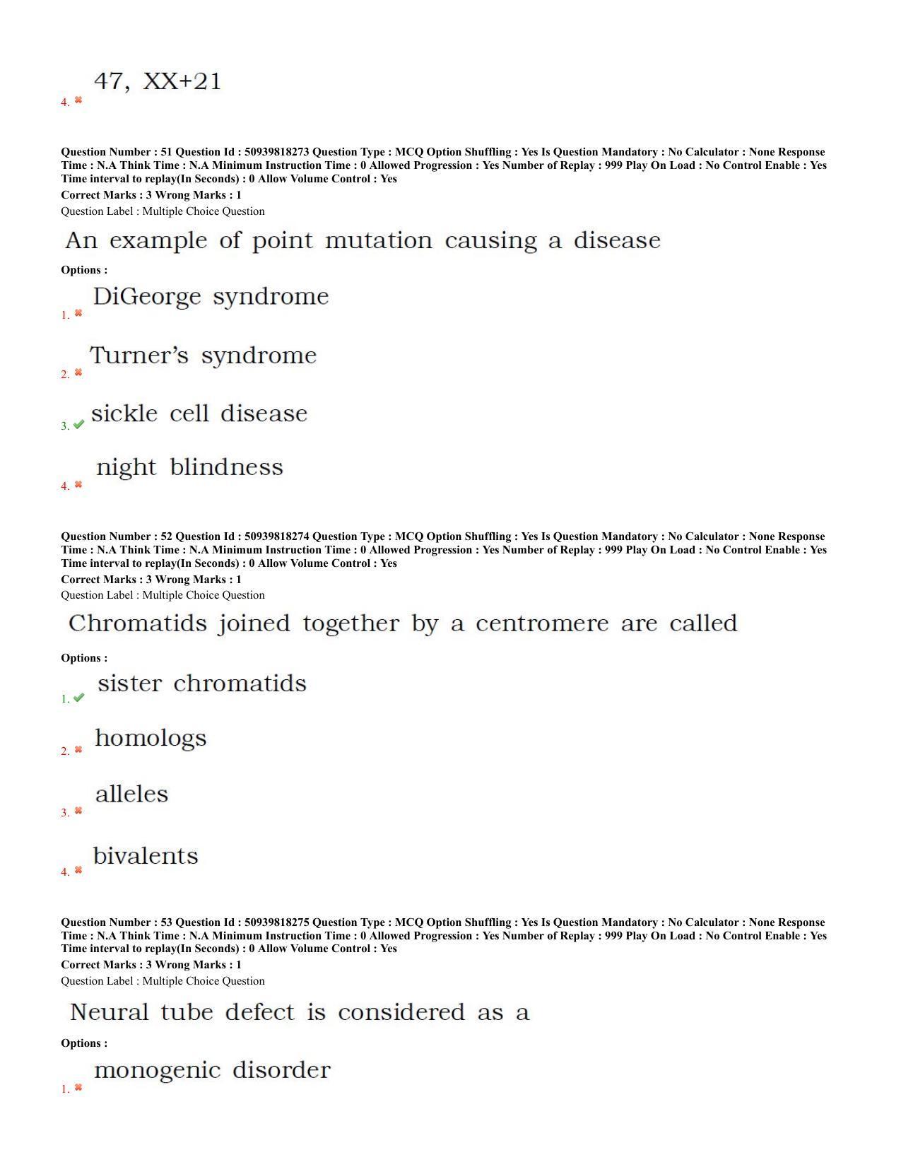 BHU RET Human and Clinical, Genetics (at Centre for Genetic 2020 Question Paper - Page 23
