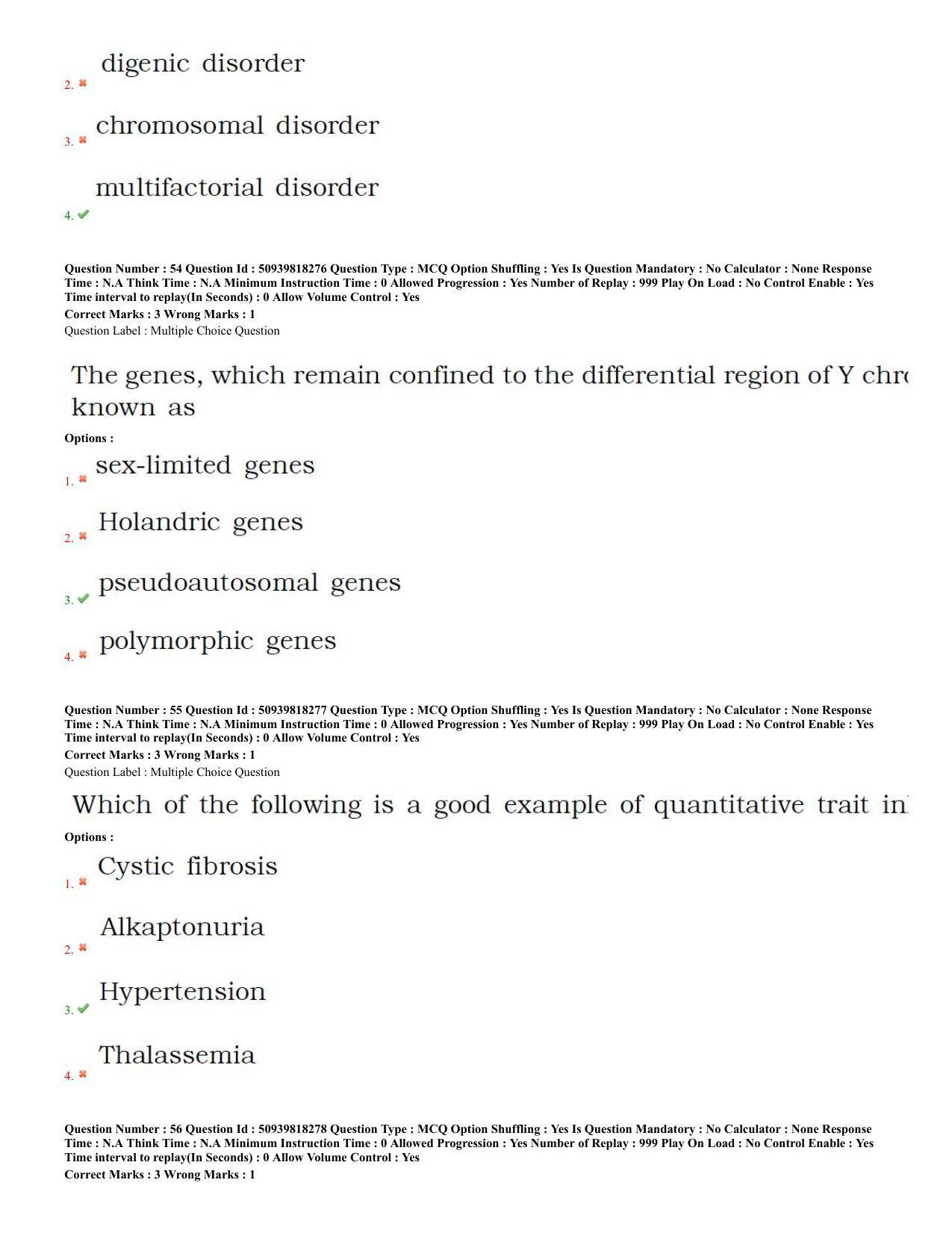 BHU RET Human and Clinical, Genetics (at Centre for Genetic 2020 Question Paper - Page 24