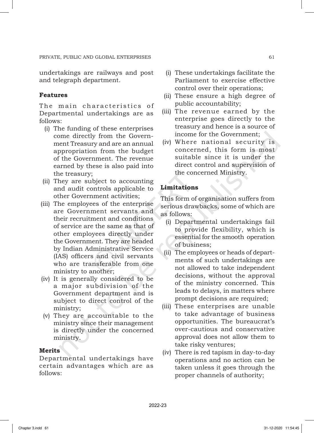 NCERT Book for Class 11 Business Studies Chapter 3 Private, Public and Global Enterprises - Page 5