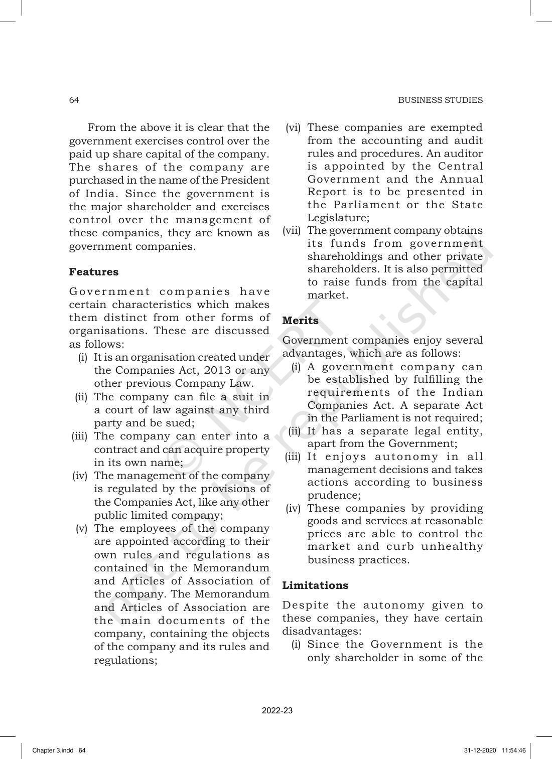 NCERT Book for Class 11 Business Studies Chapter 3 Private, Public and Global Enterprises - Page 8