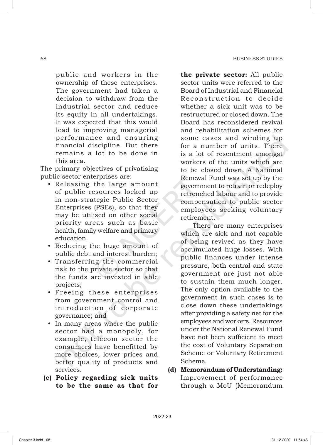 NCERT Book for Class 11 Business Studies Chapter 3 Private, Public and Global Enterprises - Page 12