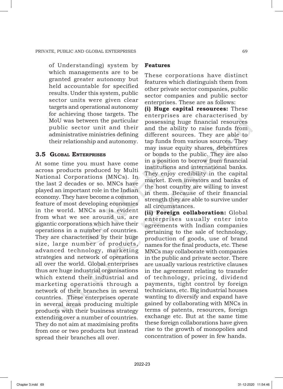 NCERT Book for Class 11 Business Studies Chapter 3 Private, Public and Global Enterprises - Page 13