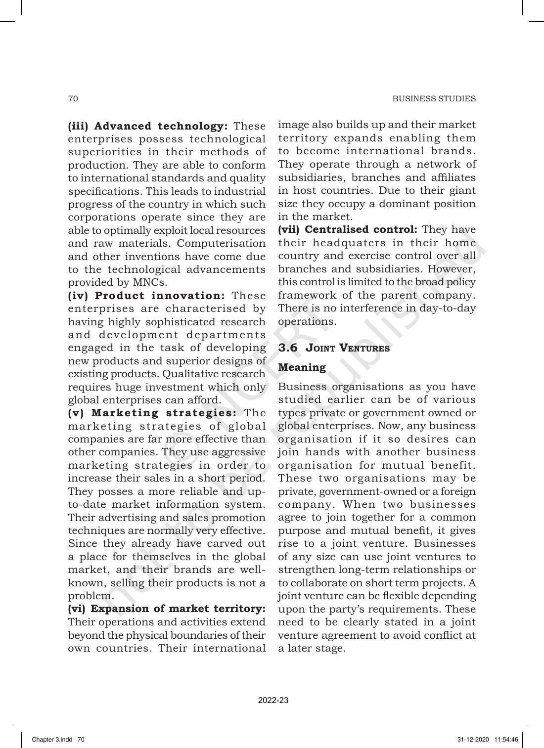 NCERT Book for Class 11 Business Studies Chapter 3 Private, Public and Global Enterprises - Page 14