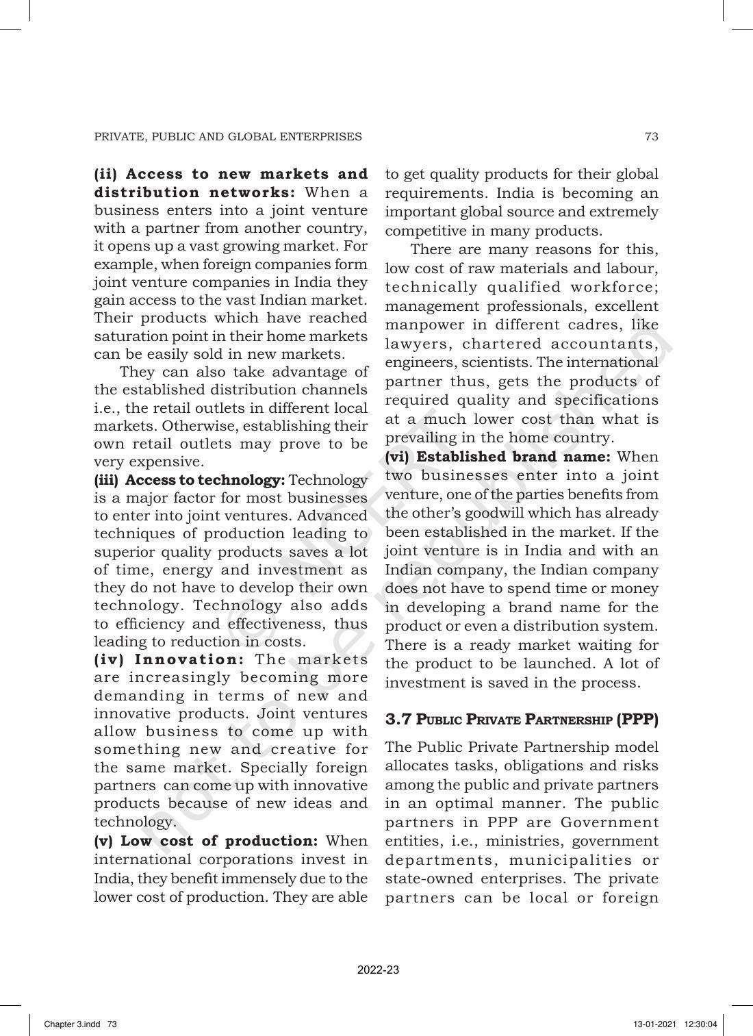 NCERT Book for Class 11 Business Studies Chapter 3 Private, Public and Global Enterprises - Page 17