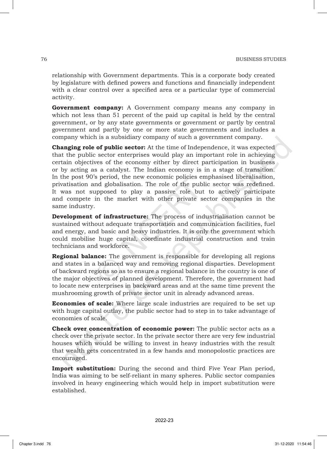 NCERT Book for Class 11 Business Studies Chapter 3 Private, Public and Global Enterprises - Page 20