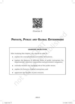 NCERT Book for Class 11 Business Studies Chapter 3 Private, Public and Global Enterprises