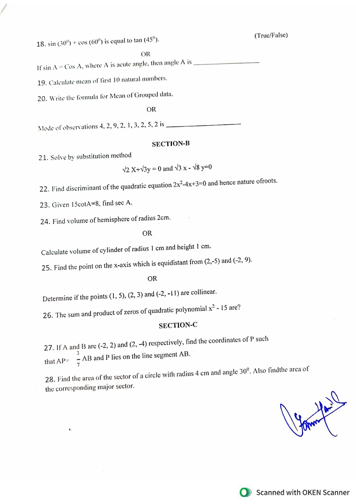 JKBOSE Class 10 Maths 2024 Model Question Paper - Page 3