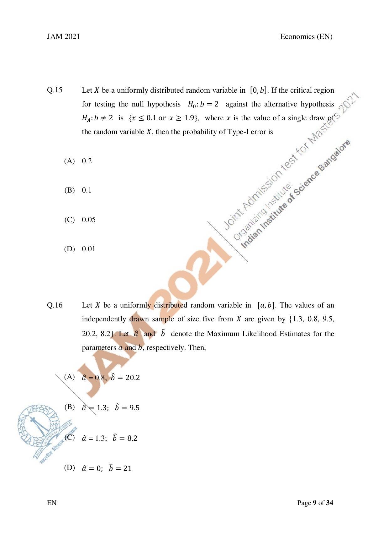 JAM 2021: EN Question Paper - Page 9