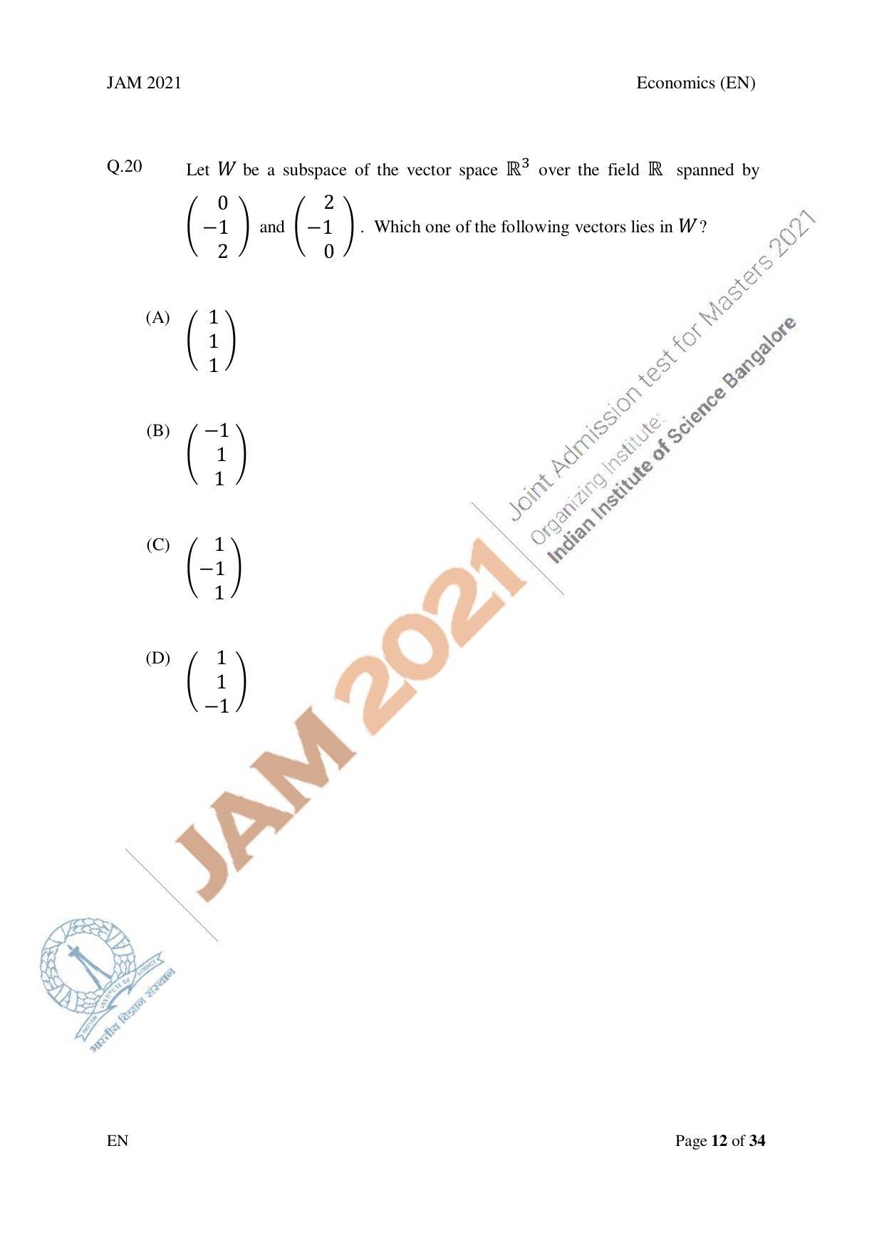 JAM 2021: EN Question Paper - Page 12