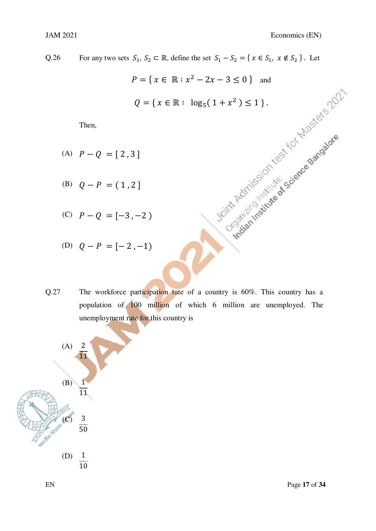 JAM 2021: EN Question Paper - Page 17