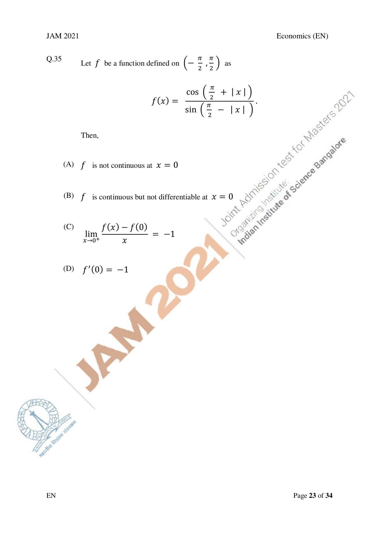 JAM 2021: EN Question Paper - Page 23