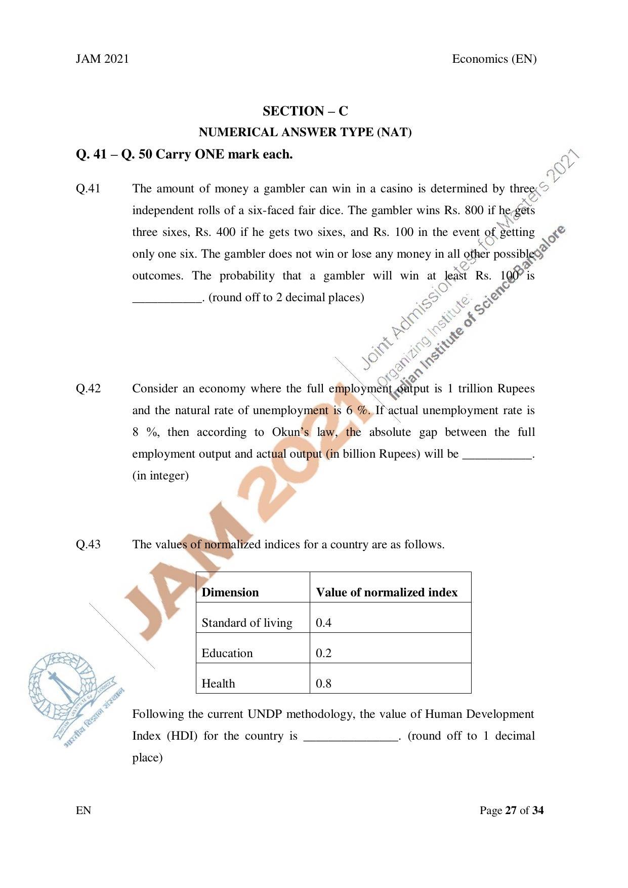 JAM 2021: EN Question Paper - Page 27