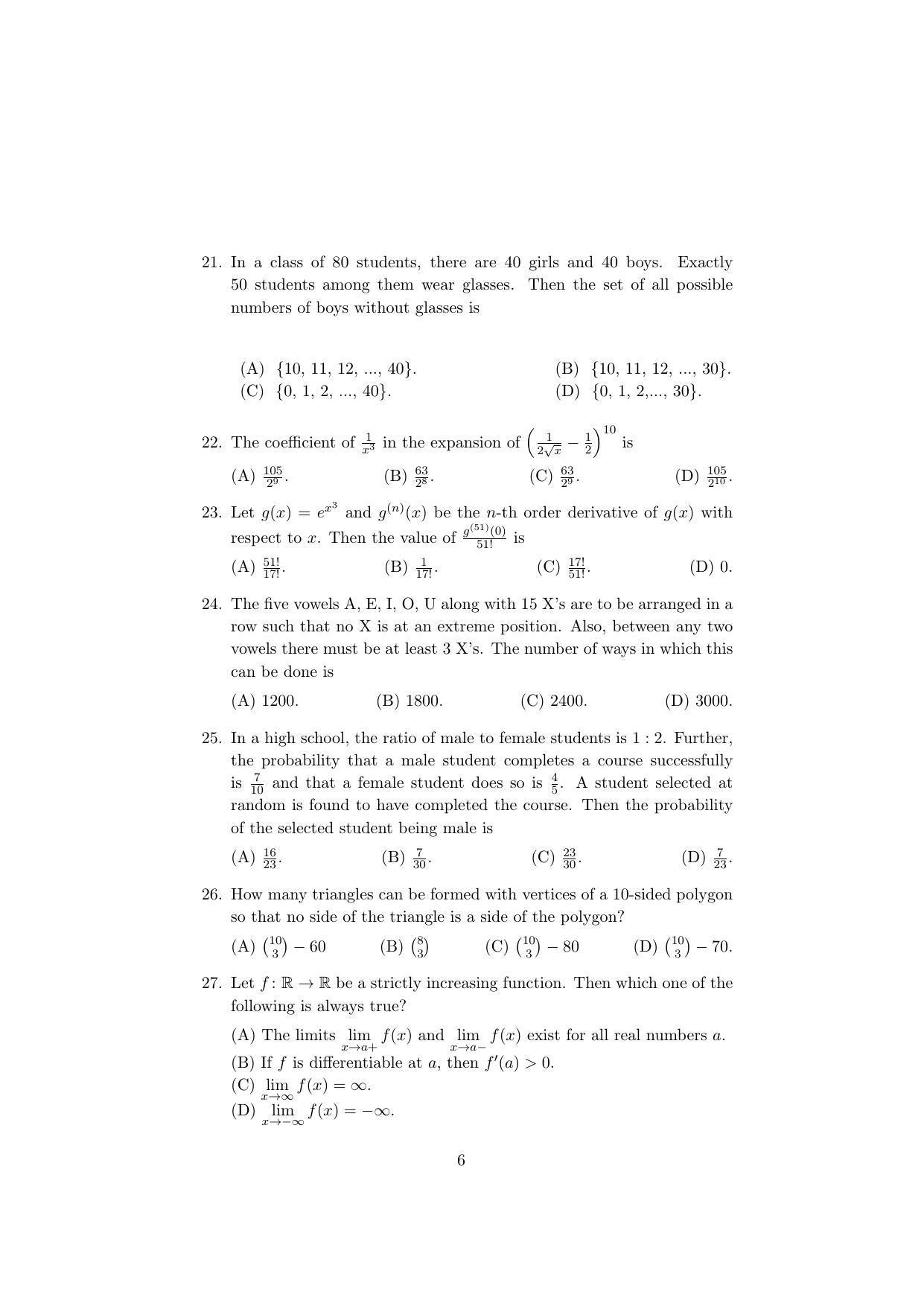 ISI Admission Test PG Diploma in Applied Statistics DST 2019 Sample Paper - Page 4