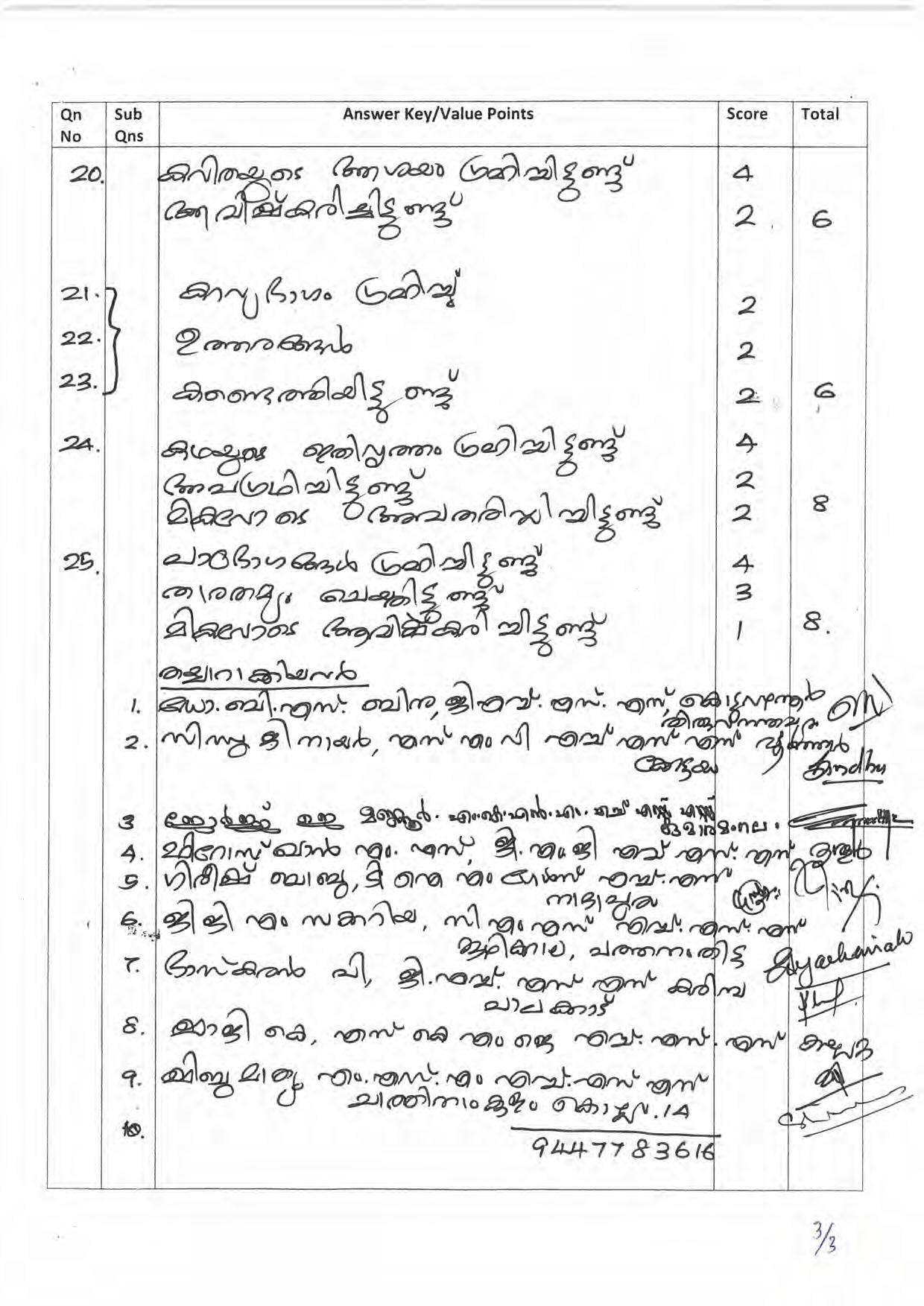 Kerala Plus One 2019 MALAYALAM Answer Key - Page 3
