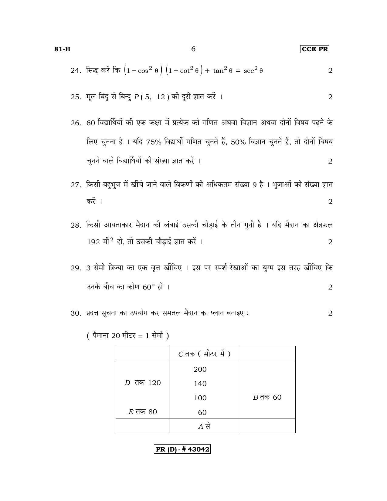 Karnataka SSLC MATHEMATICS- HINDI MEDIUM (SUPPLEMENTARY)-D Question Paper 2020 - Page 6