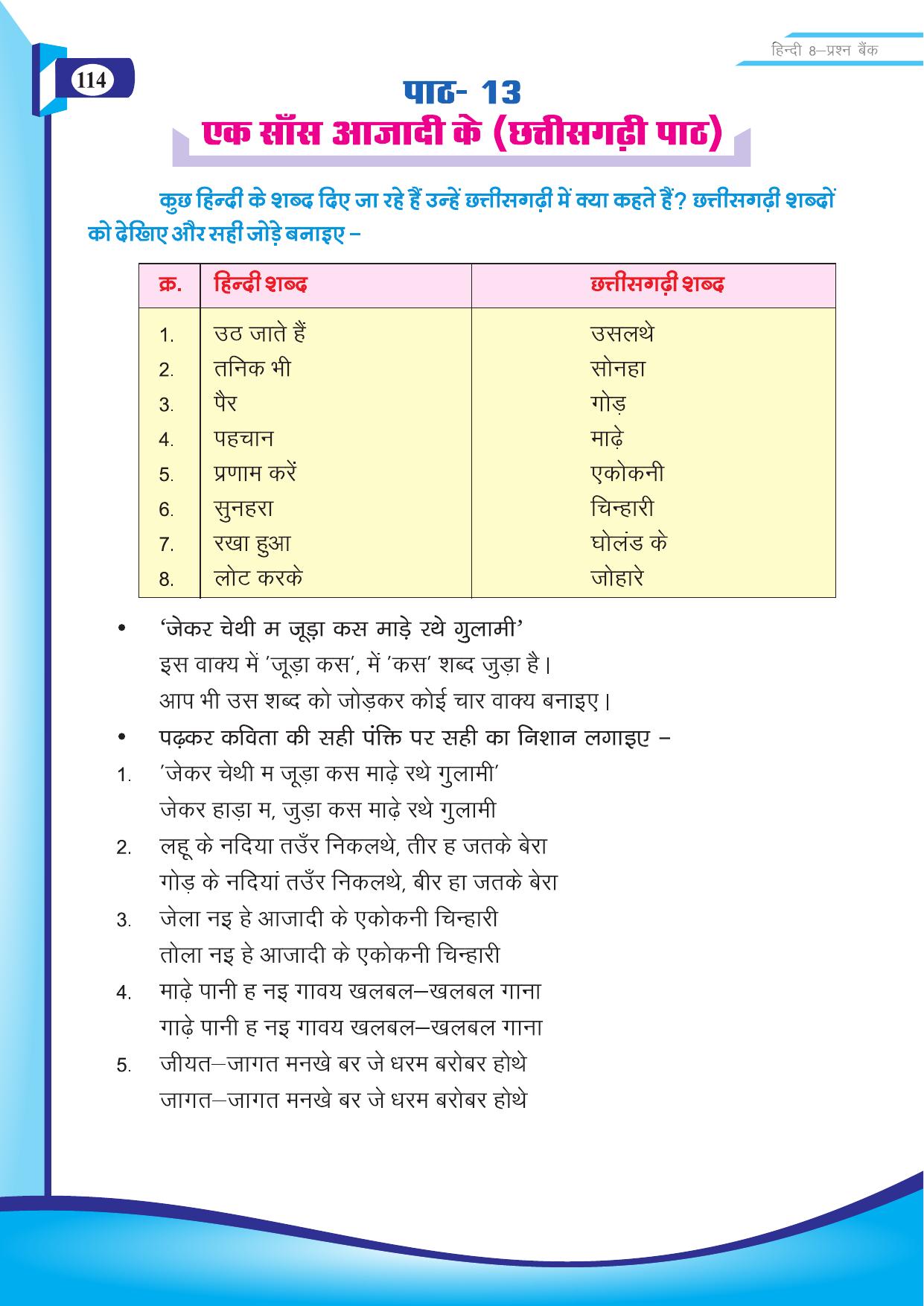 Chhattisgarh Board Class 8 Hindi Question Bank - Page 23