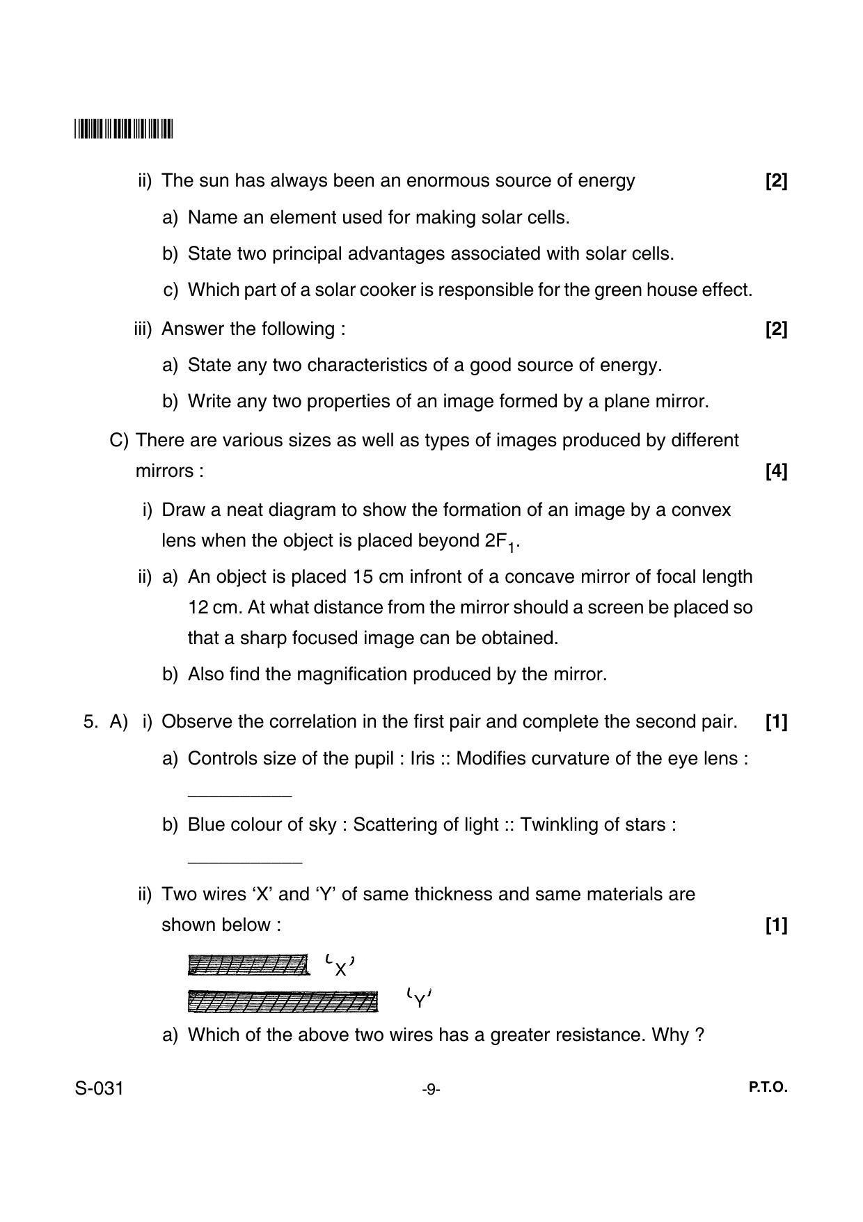 Goa Board Class 10 Science(E) 031 E (June 2018) Question Paper - Page 9