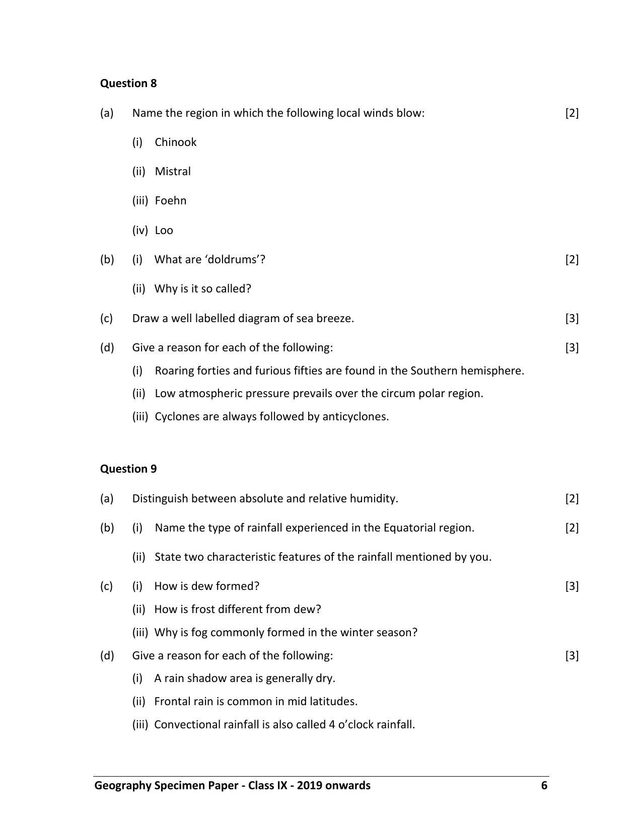 ICSE Class 9 Geography H.C.G. - Paper–II Sample Paper - Page 6
