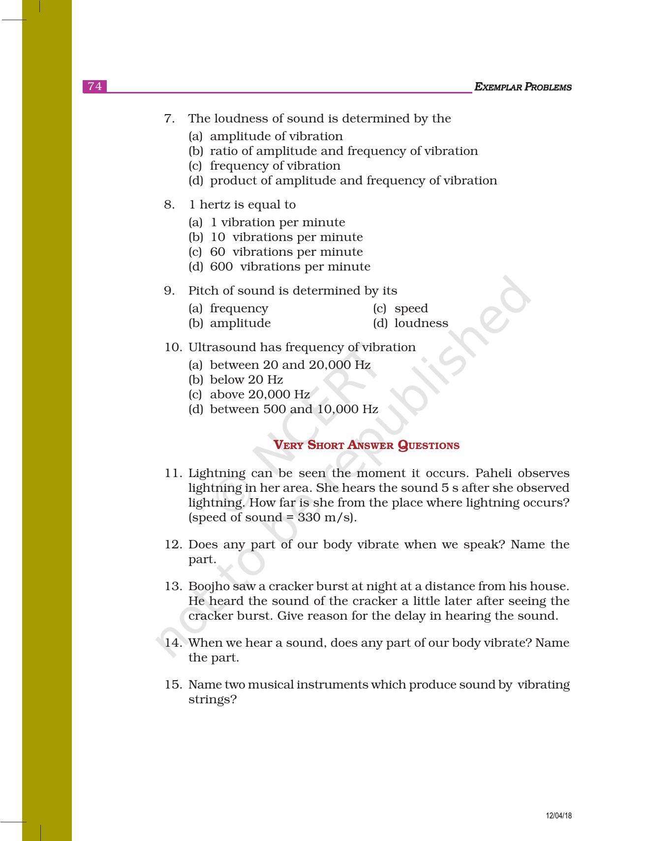 NCERT Exemplar Book for Class 8 Science: Chapter 13- Sound - Page 2