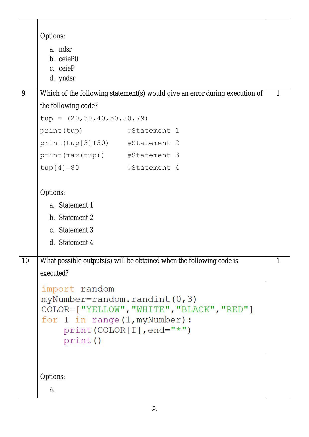 CBSE Class 12 Computer Science Sample Paper 2024 - Page 3