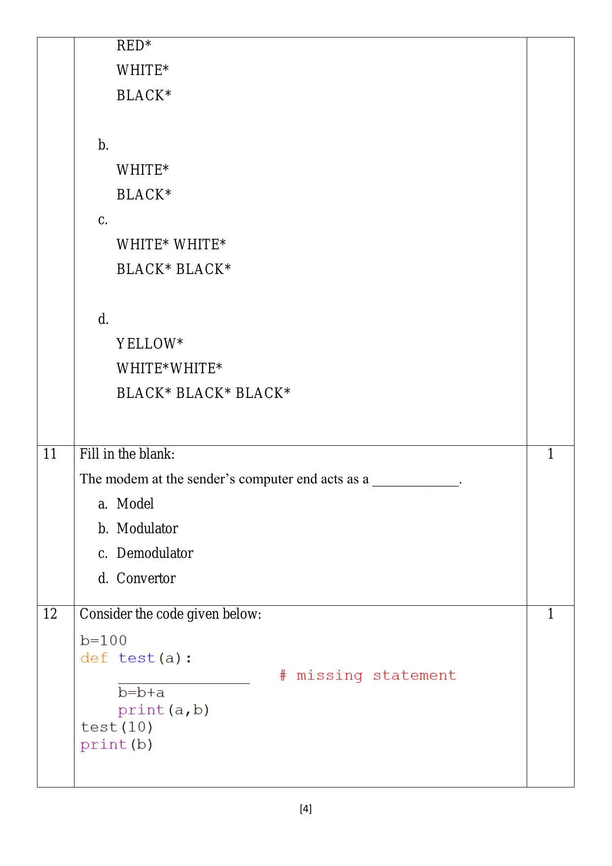 CBSE Class 12 Computer Science Sample Paper 2024 - Page 4