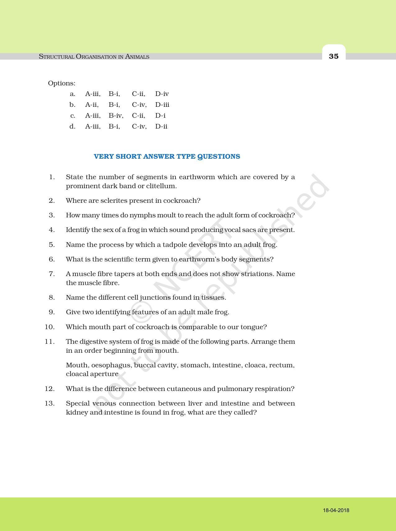 NCERT Exemplar Book for Class 11 Biology Chapter 7 Structural ...